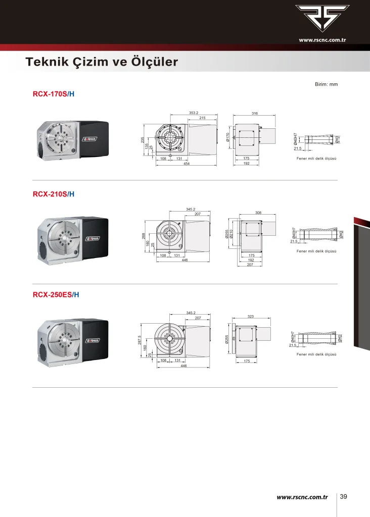 Detron RCX-210H 4 Eksen CNC Divizör - Teknik Özellikler